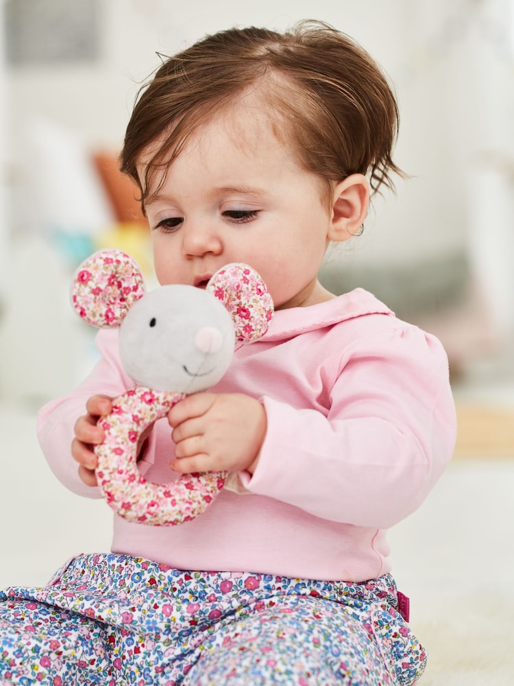 JoJo Maman Bébé Mouse Plush Ring Rattle - Image 4 of 4 JoJo Maman Bébé Mouse Plush Ring Rattle - Image 4 of 4