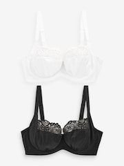 Black/White Ultimate Support F-K Cup Non Pad Full Cup Bras with Side Support 2 Pack - Image 6 of 8