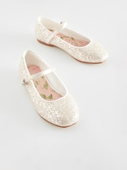 Silber mit Glitzer - Mary-Jane-Schuhe mit quadratischer Zehenpartie für festliche Anlässe für Blumenmädchen - Bild 1 von 6