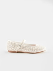Silber mit Glitzer - Mary-Jane-Schuhe mit quadratischer Zehenpartie für festliche Anlässe für Blumenmädchen - Bild 3 von 6