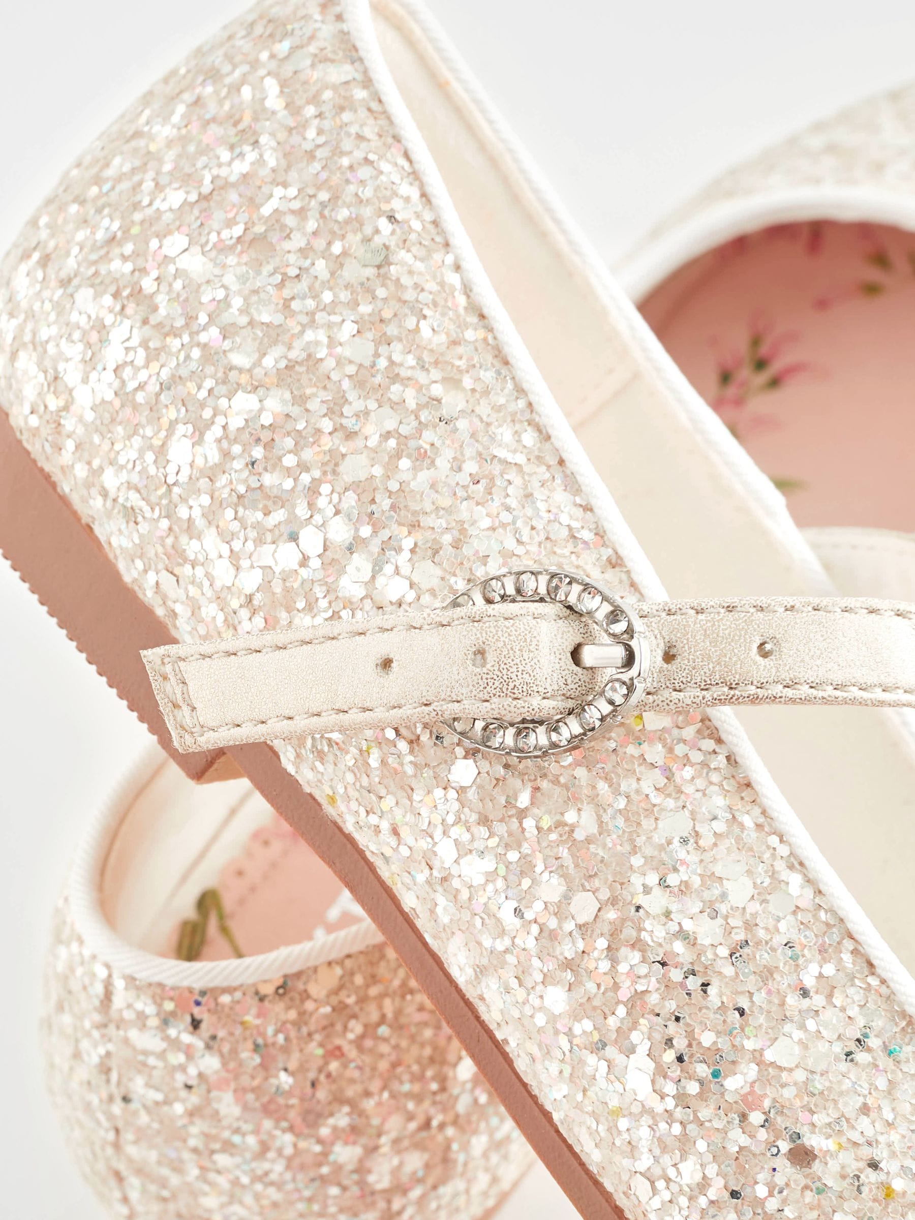 Buy Silver Glitter Standard Fit (F) Mary Jane Flower Girl Square