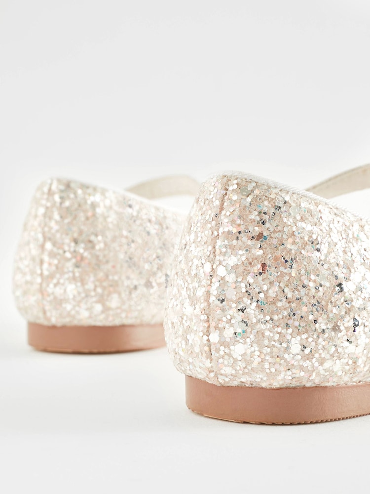 Srebrny z brokatowym wykończeniem - Mary Jane Flower Girl Square toe Occasion Shoes - Image 4 of 6