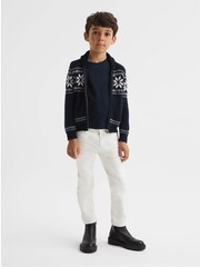 Reiss Navy Bo 4-9 yrs Shawl Collar Zip Up Jumper - Image 1 of 6