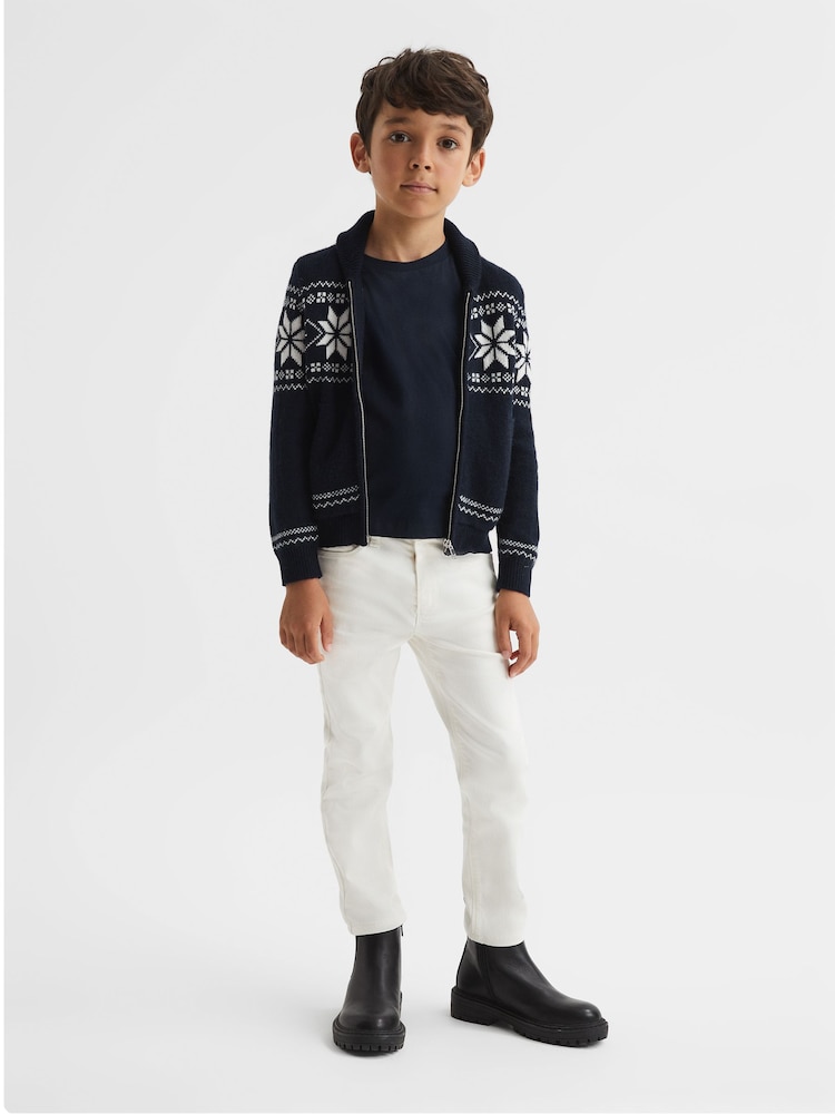 Reiss Navy Bo 4-9 yrs Shawl Collar Zip Up Jumper - Image 1 of 6
