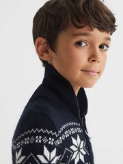 Reiss Navy Bo 4-9 yrs Shawl Collar Zip Up Jumper - Image 4 of 6
