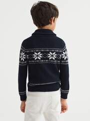 Reiss Navy Bo 4-9 yrs Shawl Collar Zip Up Jumper - Image 5 of 6