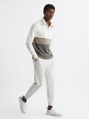 Reiss Ecru Sabre Half Zip Funnel Neck Colourblock Jumper - Image 3 of 5