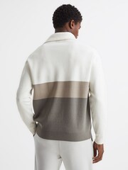 Reiss Ecru Sabre Half Zip Funnel Neck Colourblock Jumper - Image 5 of 5