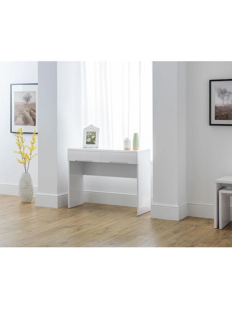 Julian Bowen White Manhattan Gloss 2 Drawer Dressing Table - Image 2 of 4