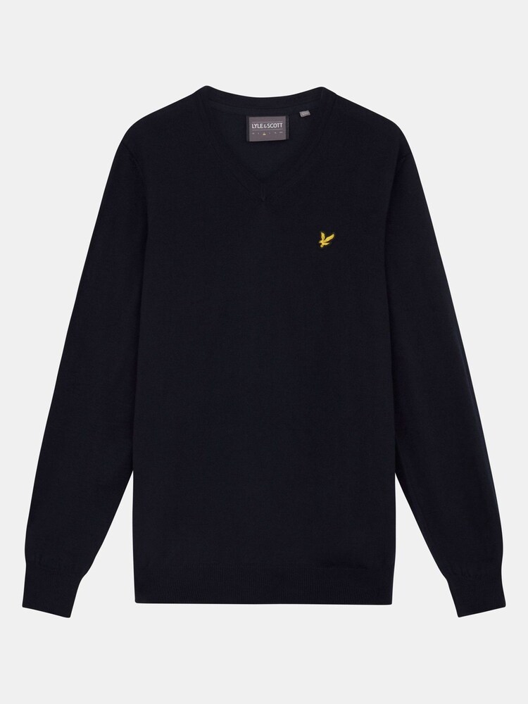 Granatowy - Sweter Lyle & Scott Golf z dekoltem w szpic i domieszką wełny - Image 4 of 5