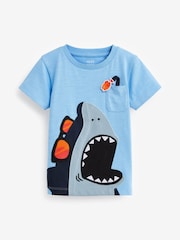 Blue/Pink Shark Character Short Sleeve T-Shirts 3 Pack (3mths-7yrs) - Image 4 of 5