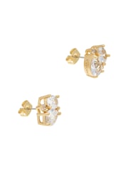 CERENE Duo Clear Crystal Gold Tone Cluster Stud Earrings - Image 5 of 6
