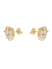 CERENE Duo Clear Crystal Gold Tone Cluster Stud Earrings - Image 6 of 6
