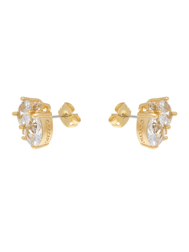 CERENE Duo Clear Crystal Gold Tone Cluster Stud Earrings - Image 6 of 6