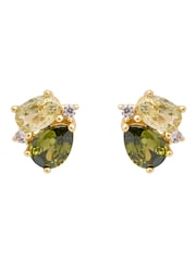 CERENE Duo Mocha Brown Crystal Gold Tone Cluster Stud Earrings - Image 4 of 6