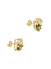 CERENE Duo Mocha Brown Crystal Gold Tone Cluster Stud Earrings - Image 5 of 6
