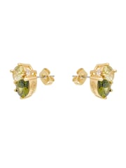 CERENE Duo Mocha Brown Crystal Gold Tone Cluster Stud Earrings - Image 6 of 6