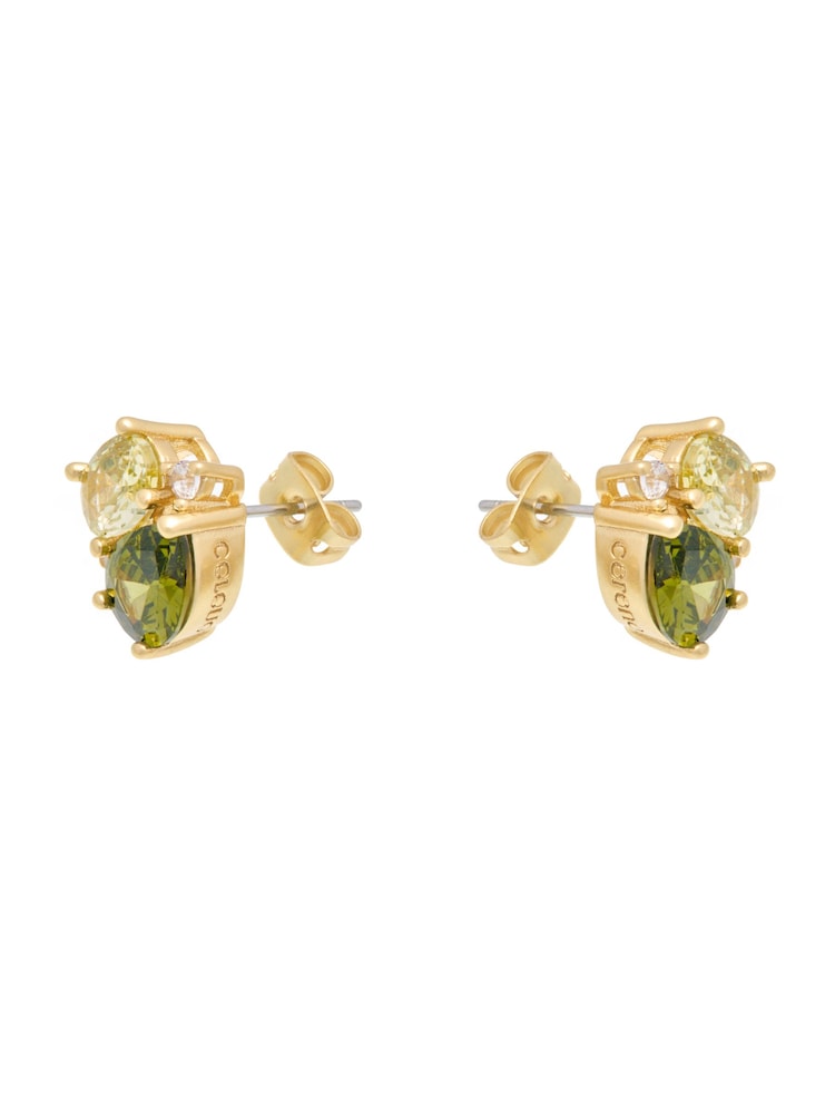 CERENE Duo Mocha Brown Crystal Gold Tone Cluster Stud Earrings - Image 6 of 6