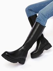 Dune London Black Tempas Chelsea High Leg Boots - Image 1 of 5