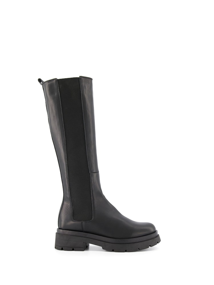 Dune London Black Tempas Chelsea High Leg Boots - Image 2 of 5