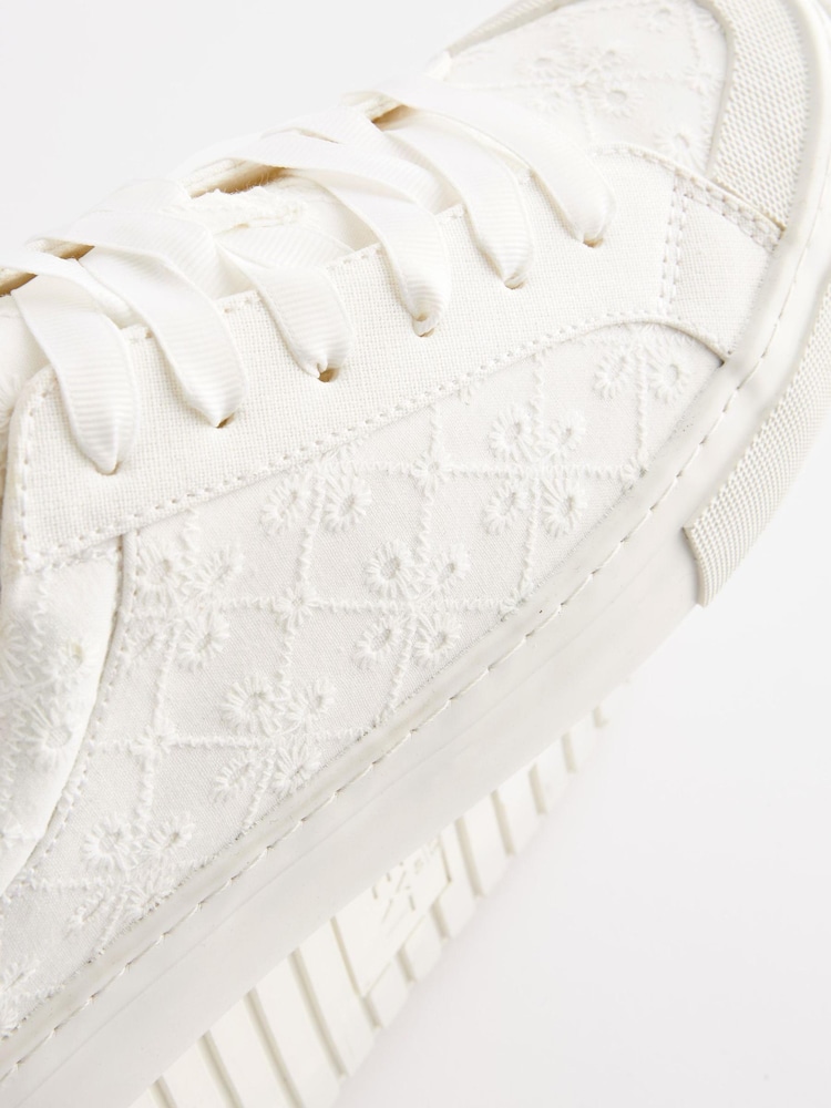 White Broderie Chunky Trainers - Image 9 of 9
