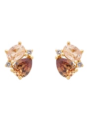 CERENE Duo Olive Green Gold Tone Cluster Stud Earrings - Image 4 of 6