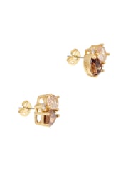 CERENE Duo Olive Green Gold Tone Cluster Stud Earrings - Image 5 of 6