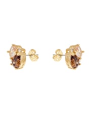 CERENE Duo Olive Green Gold Tone Cluster Stud Earrings - Image 6 of 6