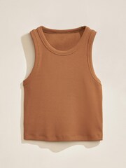 Rust Ribbed Cropped Racer Tank - Image 7 of 11