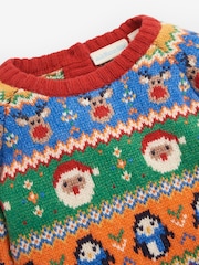 JoJo Maman Bébé Multi Christmas Fairisle Pattern Knitted Baby All-In-One - Image 2 of 5