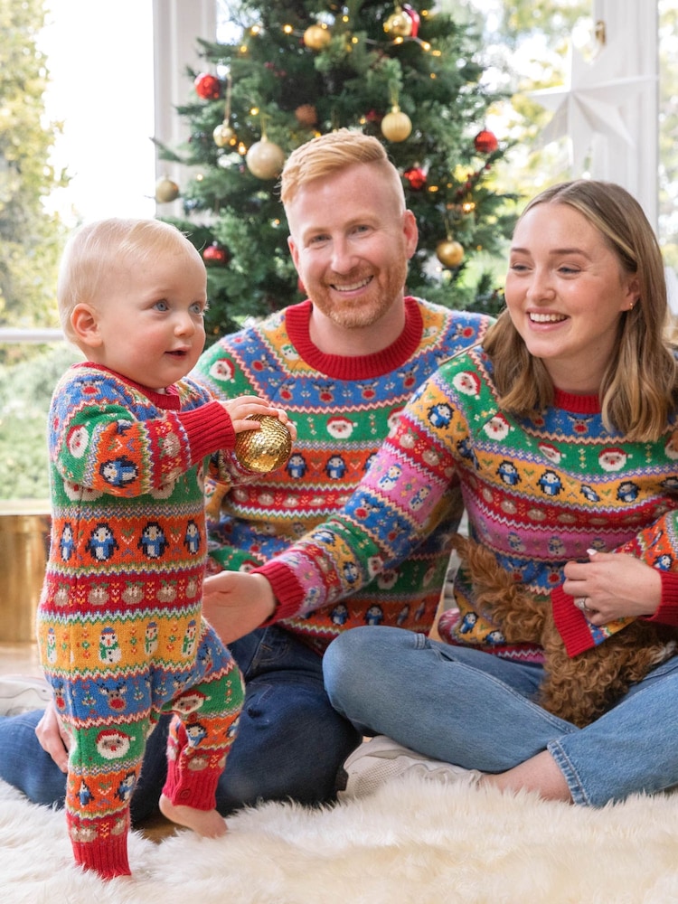 JoJo Maman Bébé baby gebreide all-in-one met kerst-fairislemotief - Image 3 of 5