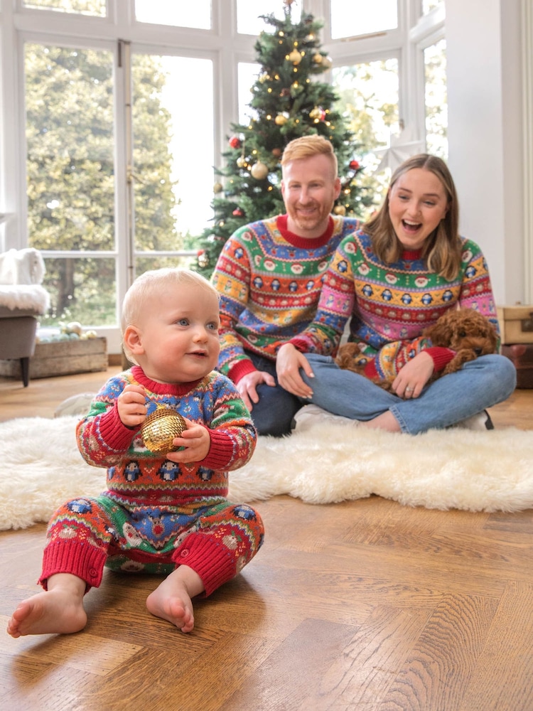 JoJo Maman Bébé baby gebreide all-in-one met kerst-fairislemotief - Image 4 of 5