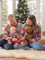 JoJo Maman Bébé Multi Christmas Fairisle Pattern Knitted Baby All-In-One - Image 5 of 5