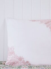 Morris & Co Cochineal Pink Strawberry Thief / Severn 100% Cotton Square Pillowcase - Image 1 of 4