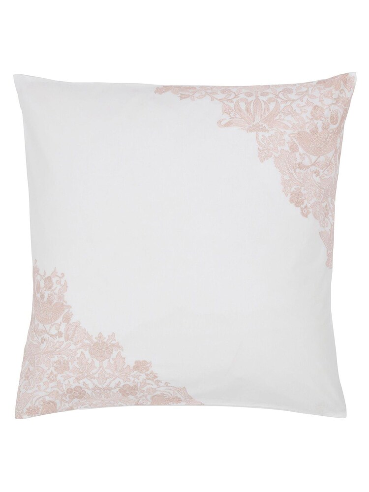 Morris & Co Cochineal Pink Strawberry Thief / Severn 100% Cotton Square Pillowcase - Image 4 of 4
