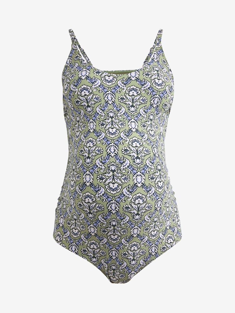 Green Woodblock Maternity Scoop Swimsuit - Image 1 of 3