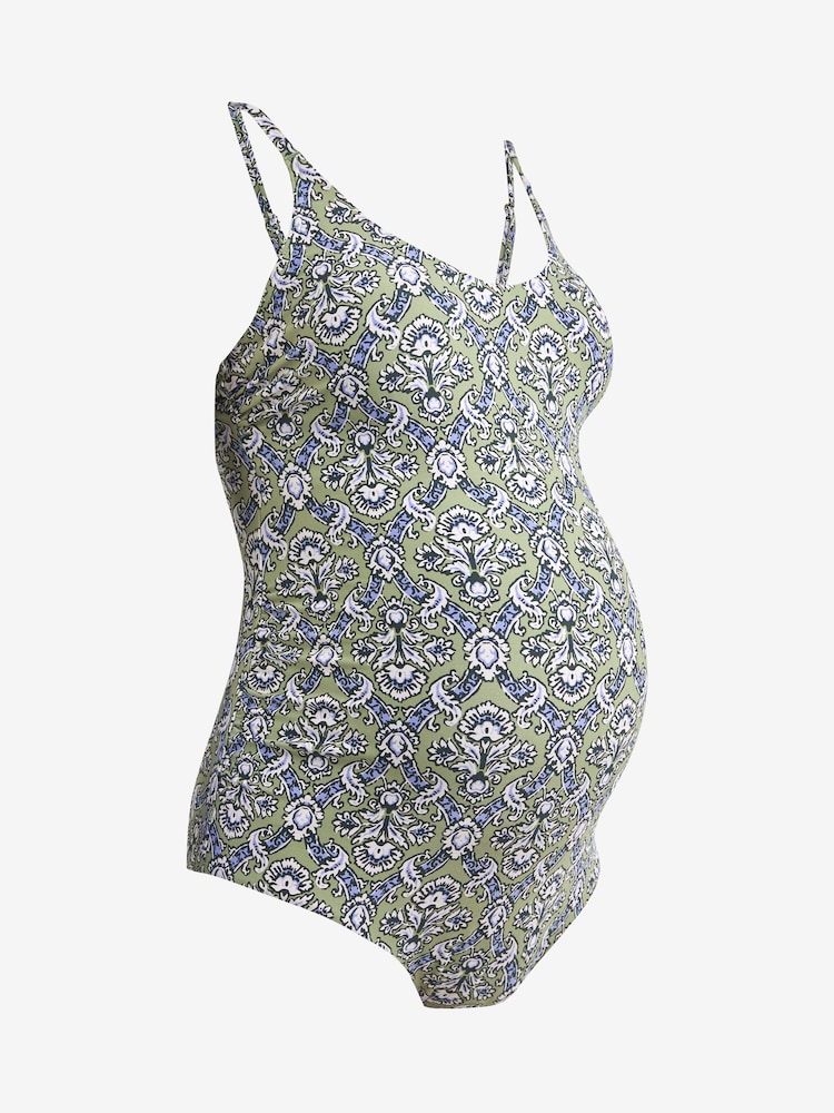 Green Woodblock Maternity Scoop Swimsuit - Image 2 of 3