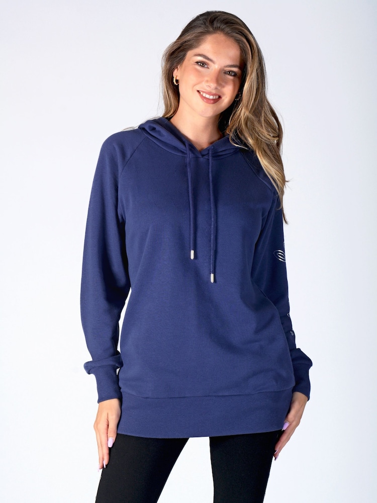 Pineapple Blue Longline Logo Hoodie - Image 1 of 5 Pineapple Blue Longline Logo Hoodie - Image 1 of 5