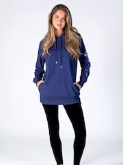 Pineapple Blue Longline Logo Hoodie - Image 2 of 5