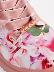Baker by Ted Baker Girls Pink Floral Print and Glitter Lace Up Boots - Bild 7 von 7