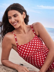 Terracotta Brown Spot Bandeau Tummy Control Swimsuit - Image 2 of 5