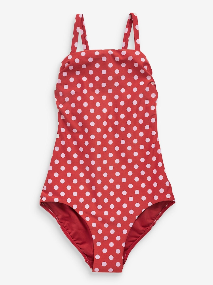 Terracotta Brown Spot Bandeau Tummy Control Swimsuit - Image 5 of 5
