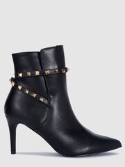 Novo Black Wide Fit Wide Fit Diego Stud Detail Point Stiletto Heel Ankle Boots - Image 2 of 4