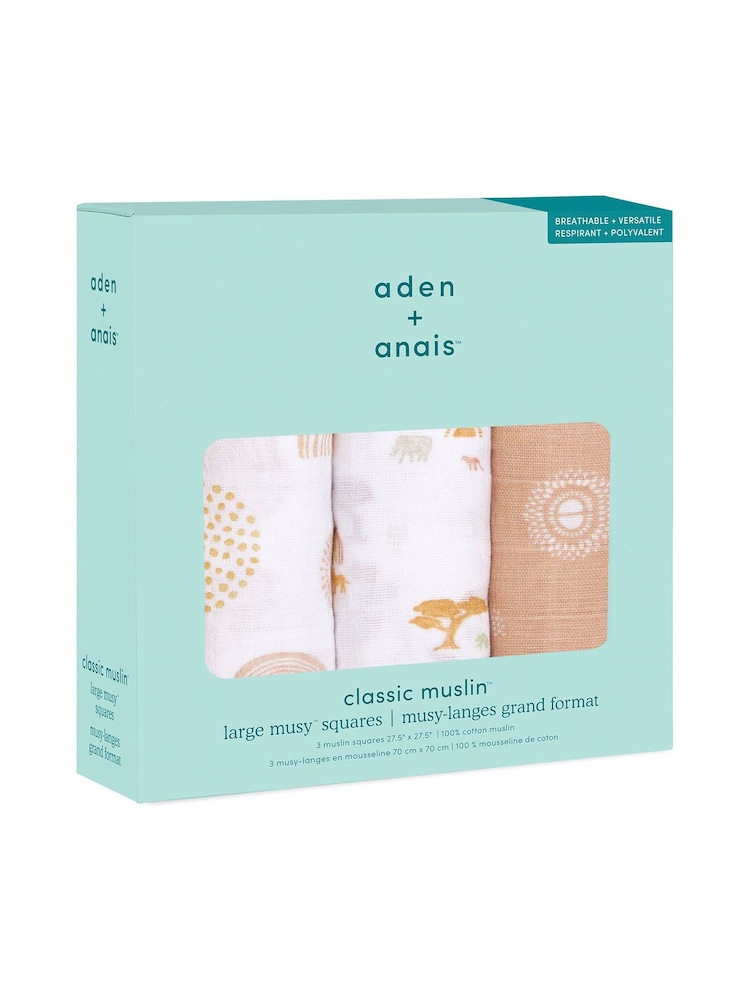 aden + anais Keep Rising 100% Cotton Muslin Squares 3 Pack - Image 1 of 5 aden + anais Keep Rising 100% Cotton Muslin Squares 3 Pack - Image 1 of 5