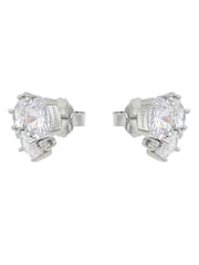 CERENE Cera Clear Silver Tone Statement Crystal Stud Earrings - Image 2 of 3