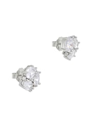 CERENE Cera Clear Silver Tone Statement Crystal Stud Earrings - Image 3 of 3