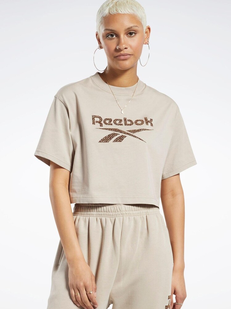 Reebok Yellow Classics Leopard 100% Cotton T-Shirt - Image 1 of 4