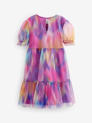 Pink/Purple Rainbow Sparkle Sparkle Mesh Short Sleeve Tiered Party Dress (3-16yrs) - Image 6 of 6