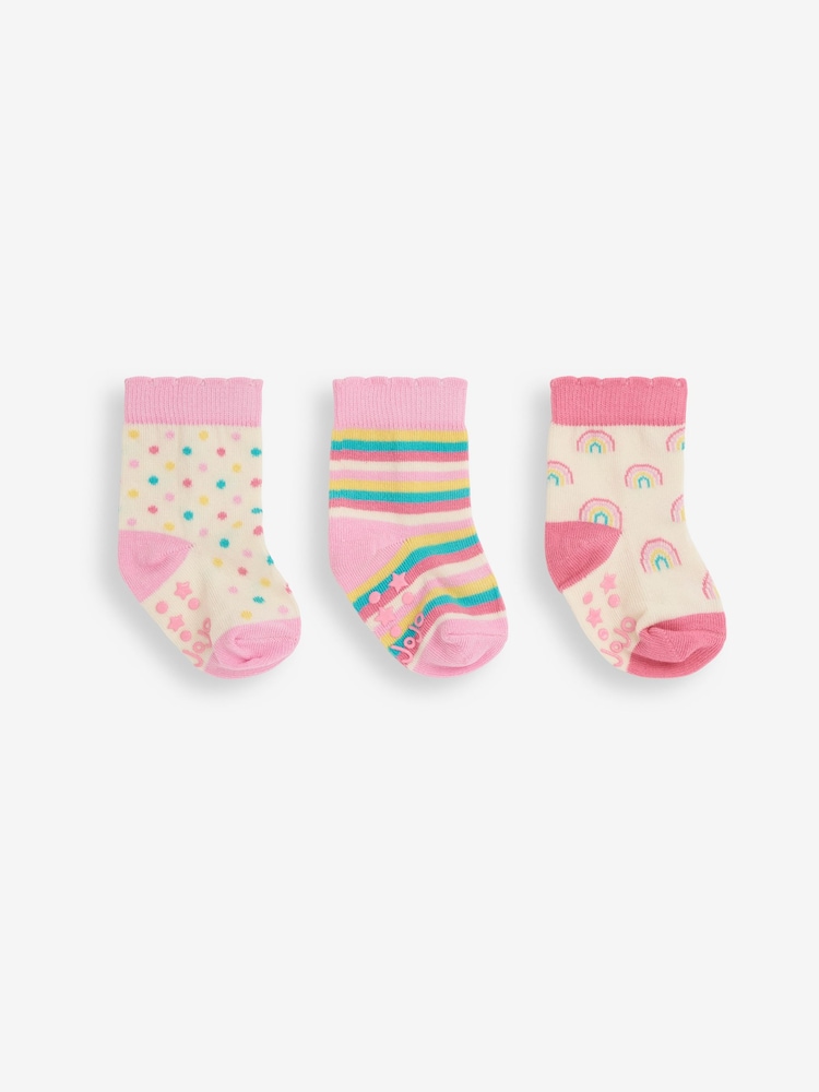 JoJo Maman Bébé Mädchen Socken mit Regenbogenprint im 3er-Pack - Bild 1 von 1