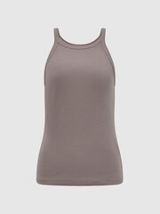 Reiss Dark Grey Louisa Crew Neck Ribbed Cami Vest Top - Image 2 of 7